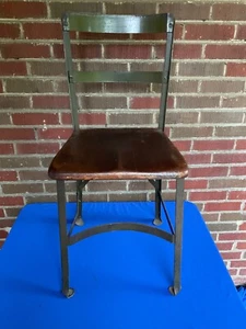 Antique Industrial Angle Steel Stool Co.  Stool Chair Toledo Era - Picture 1 of 8
