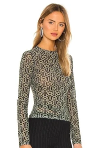 Miaou Mesh Long Sleeve Top in Groovy, Size XS - Picture 1 of 4