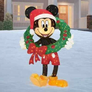 COSTCO Disney 48 Zoll riesiger (121 cm) Feiertag Mickey Mouse Kranz mit LED Lichter - Bild 1 von 4
