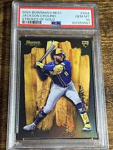 JACKSON CHOURIO 2024 Bowman's Best Rookie RC Strokes of Gold #SG-4 PSA 10 Gem - Picture 1 of 2