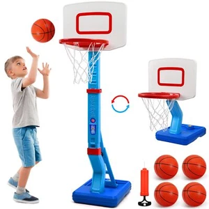 Toddler Basketball Hoop Indoor/outdoor Kids Mini Poolside Basketball Goal With 4 - Picture 1 of 7