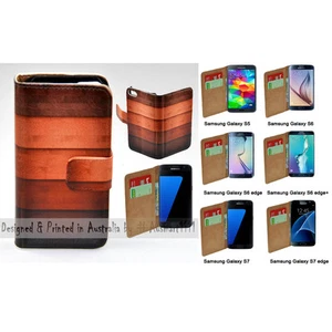 Funda protectora billetera para teléfono móvil con patrón de impresión de madera para Samsung serie Galaxy - Imagen 1 de 3