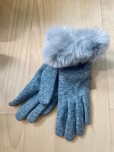 Damen Wolle Handschuhe warme Winterhandschuhe Handy Grau Gr.S NEU - Bild 1 von 3