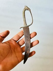 Old Iron Hand Made Knife Kattar Aluminium Horse Carved Handle Hunting Dagger - Picture 1 of 5