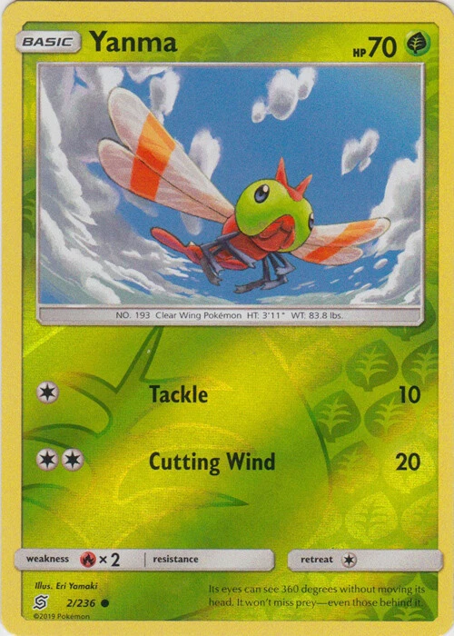 LP Pokemon Yanma - 2/236 - Common - Reverse Holo Lightly Played Unified Minds - Image 1 of 1