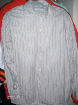 Camisa de vestir Valentino para hombre con botones delanteros gris rojo crema a rayas 14 1/2/32 ITALIA Foto 1 de 4