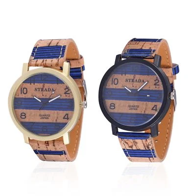 Movimiento japonés STRADA. Juego/2 relojes en enchapado en iones negro y acero inoxidable YG W020 Foto 1 de 4