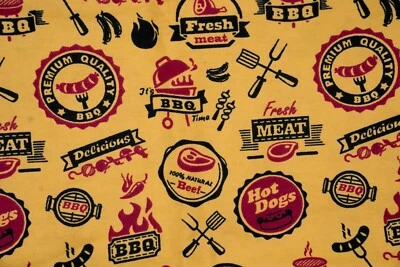 2015 Outdoor BBQ Barbecue Springs Creative Flannel Fabric 55” x 56” HTF Pattern - Image 1 of 4