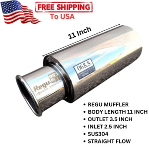 Universal Regu 06&R Exhaust MUFFLER Body Length 11 Inlet 2.5 Outlet 3.5'' SS304 - Foto 1 di 10