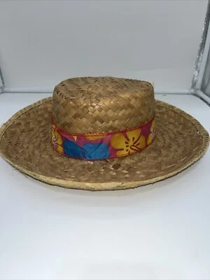 Straw Panama Woman’s Wide Rim Hat with Floral Band - - Image 1 of 4