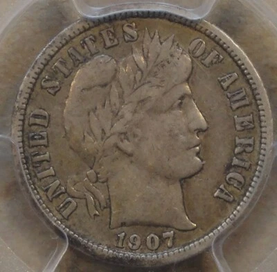 1907-D Barber Dime 10c PCGS Certified VF30 - Image 1 of 4