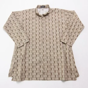 Eskandar A Line Shirt Slim Long Womens 0 Stand Collar Printed Cotton Olive - Picture 1 of 12