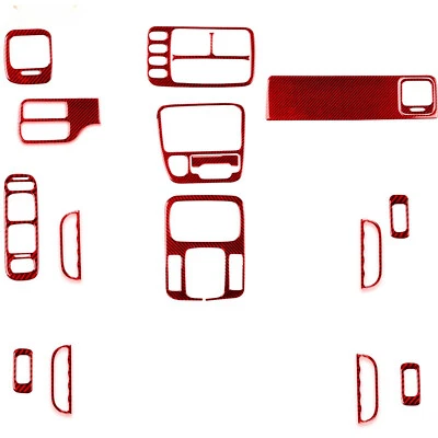 Kits de molduras interiores de fibra de carbono roja de 18 piezas para Suzuki Grand Vitara Tracker 99-04 Foto 1 de 4