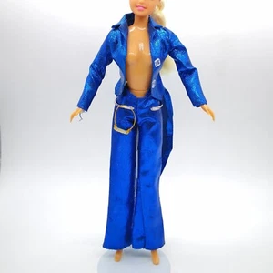 BABY SPICE SHINY BLUE OUTFIT 1/6 Scale Clothes Top & Pants Doll Barbie Fashion - Picture 1 of 5