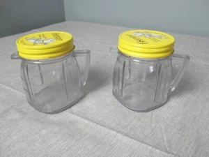 2 Osterizer Mini-blend Plastic Containers w/ Metal Screw Top Lids - 8 oz  aa5 cm - Picture 1 of 9