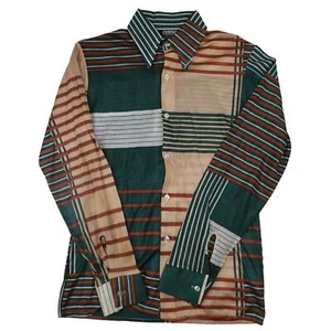 Vintage Chrome Large Collar Acetate Nylon Blend Plaid Shirts - Picture 1 of 10