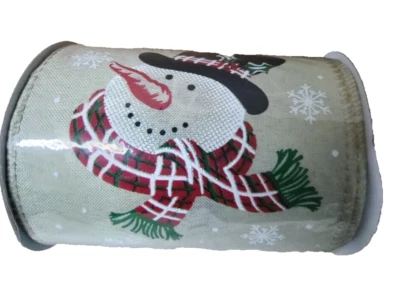At Home Holiday Hoedown 5"w Snowman Head Ribbon 6yards - Image 1 of 3