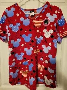 Mickey Mouse Stretch Ethical Fabric Scrub Top - Size S -NWT - Picture 1 of 7