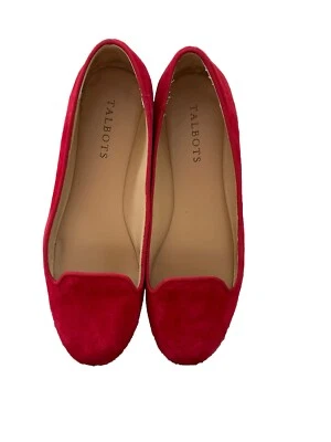 Talbots Talla 7.5 Mujer Rojo Brillante FRANCESCA GAMUZA ZAPATOS PLANOS DE CONDUCCIÓN Informales Foto 1 de 4