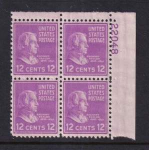 1938 Zachary Taylor Prexy 12c Sc 817 MNH OG electric eye plate block (5M - Picture 1 of 1
