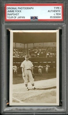 Jimmie Foxx 1934 Snapshot Type 1 Original Photo PSA/DNA *Tour of Japan* - Image 1 of 2