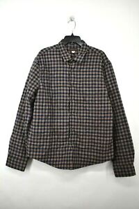 Thomas Dean Mens Padded Plaid Shirt Jacket Navy Front Button Closure Imported