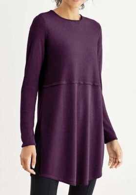 J. Jill ~ L ~ NEW Stylish and Cozy Aubergine Grace Sweater Tunic - NWT (1D11) - Image 1 of 4