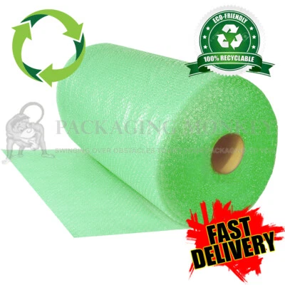 BIODEGRADABLE GREEN BUBBLE WRAP ROLLS - CHOOSE WIDTH (400mm, 500mm) RECYCLABLE