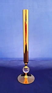 elegante luxuriöse Vase Messing Kristallkugel brass alt true vintage 256g, 28cm  - Bild 1 von 11