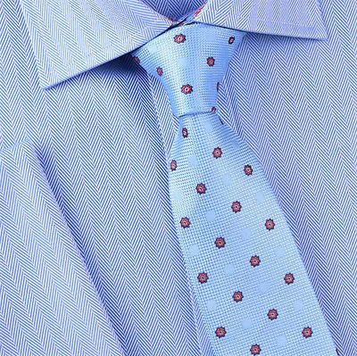 Corbata tejida ajustada a lunares azul claro de 3" roja margarita floral diseñador fiesta moda Foto 1 de 4