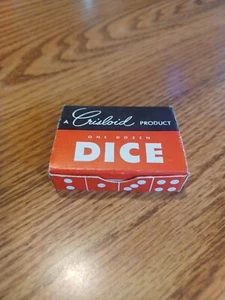 Box of 12 Vintage New Old Stock - Crisloid Dice White With ERRORS 5/8" - Picture 1 of 14