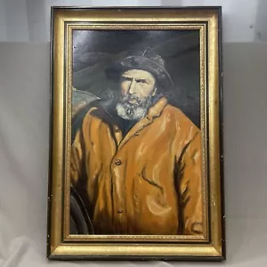 Ritratto di uomo con barba dipinto olio originale d'epoca inglese anni 70 firmato - Foto 1 di 14