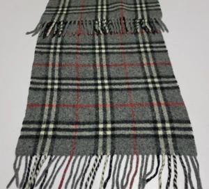 Bufanda Burberry vintage, gris oscuro House Check. 100% lana de cordero. - Imagen 1 de 14
