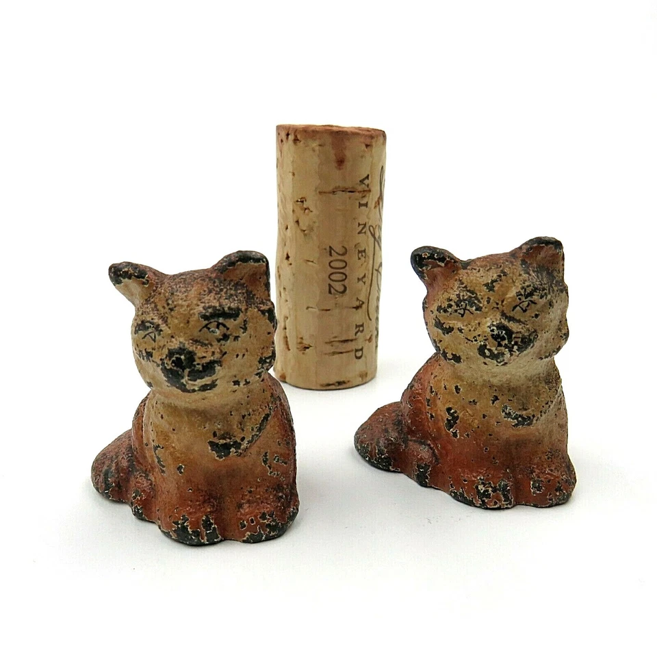 Juego de 2 gatitos miniatura de bronce pintado en frío austriaco vintage  Foto 1 de 4