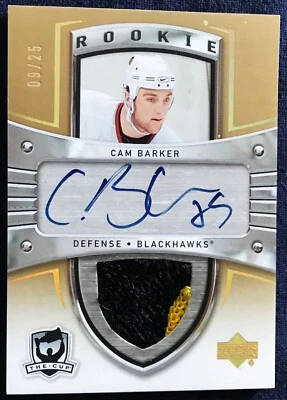 Cam Barker UD The Cup Gold Autograph / Patch rookie card 183 - 09/25, 2005 06 - Image 1 of 2