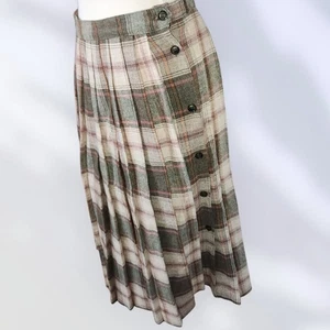 Falda Midi Vintage Ann Stevens Talla 10 Plisada Tartán Cuadros Hecha en la Academia Unión  - Imagen 1 de 10