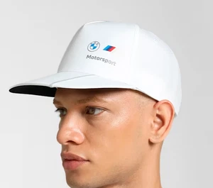 Puma BMW M Motorsport Flat Brim Baseball Cap Premium White Puma Original Hat - Picture 1 of 5