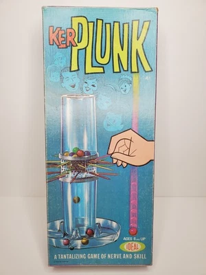 HTF Vintage 1967 Kerplunk Game By Ideal Original Box Cats Eye Marbles and Sticks - Image 1 of 4