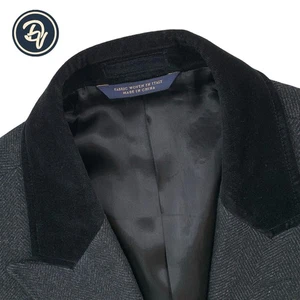 Mens 42 R Brooks Brothers X Saxxon Charcoal Grey Herringbone Chesterfield Coat - Picture 1 of 17