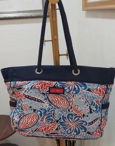 Vera Bradley Seaside Miller Grand Tote Blue Paisley Double Handle Large - Picture 1 of 20