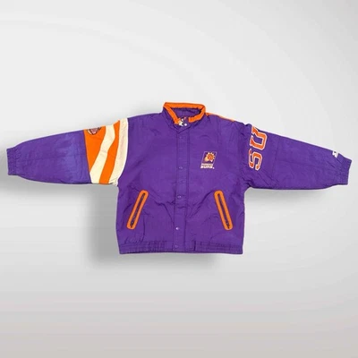 Chaqueta cortavientos vintage Starter Phoenix Suns Puffer púrpura talla grande (L) Foto 1 de 2