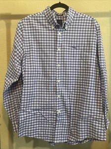 Dockers Battery Street Shirt Uomo L Viola Blu Plaid Elasticizzata Vestibilità Classica - Foto 1 di 4