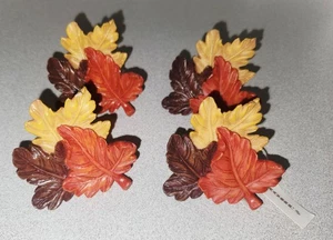 Kohls Wooden Leaf Napkin Rings Set Of 4 New - Picture 1 of 2