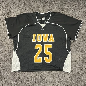 VTG Iowa Hawkeyes Nike Men’s Lacrosse Jersey Black White Gold University #25 Y2K - Picture 1 of 6