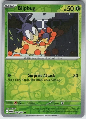 Pokemon Blipbug 010/182 SV04: Paradox Rift NM Reverse Holo card - Image 1 of 2