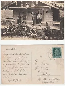 Stephanskirchen b.Rosenheim, Männer in Lederhose Bayern Tracht Berghütte um1915 - Picture 1 of 1