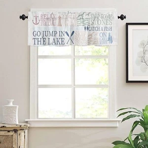 Curtain Valances for Windows Decor, Nautical Anchor Sailboat Rod Pocket Valance - Picture 1 of 4