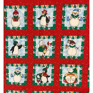 Daisy Kingdom Craft Squares Christmas Holiday Cotton Fabric FLAW Snowmen 2 Yards - Picture 1 of 19