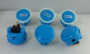 Japan Sanwa Silent Buttons Blue x 6 pcs OBSFS-30-B Video Game Arcade Parts - Picture 1 of 4