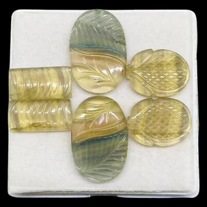 3 Pairs Natural Fluorite Bi Color Loose Carved Untreated Gemstones Lot 75.65 Cts - Picture 1 of 11